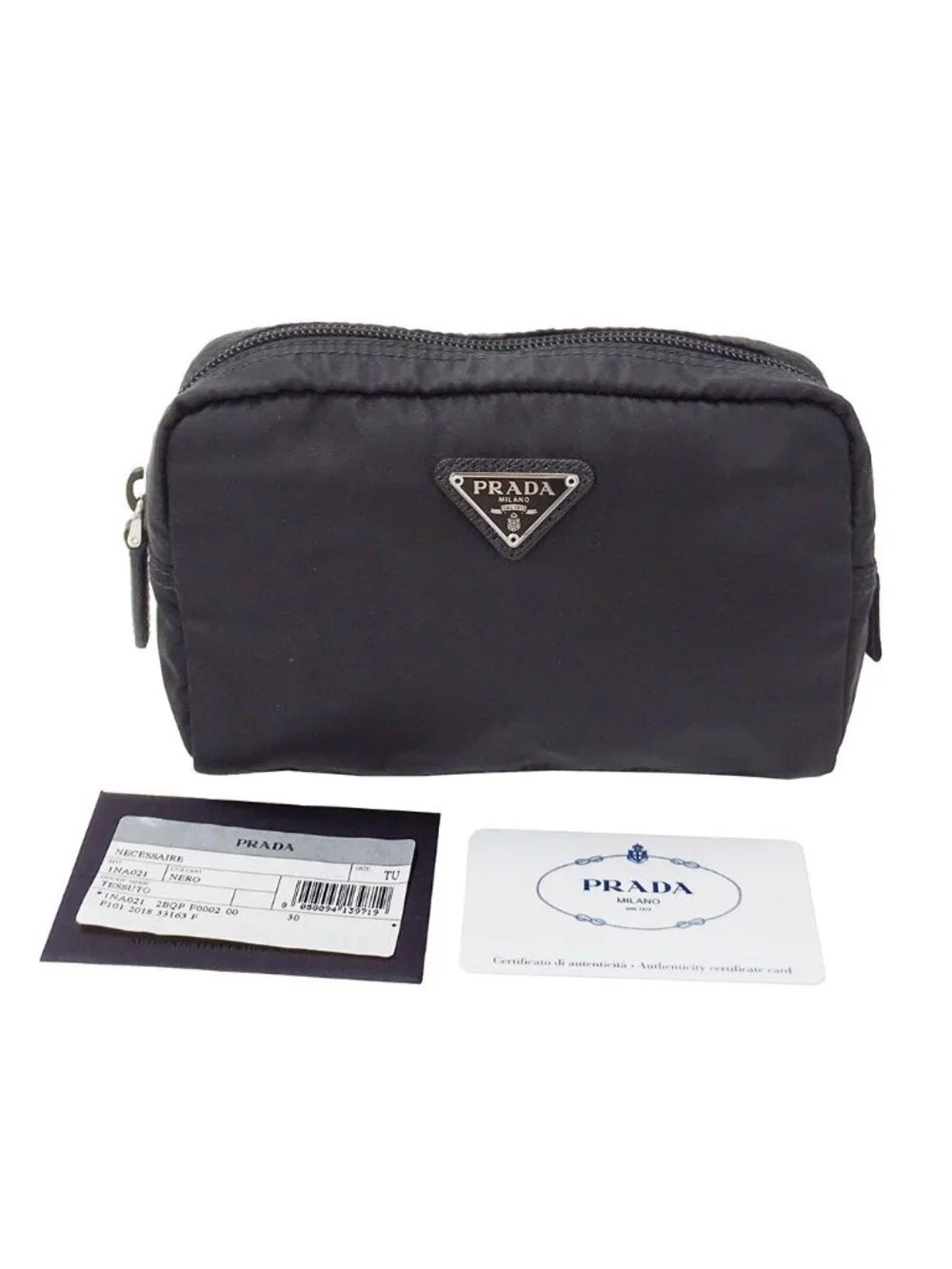 Prada Pouch Nylon Black Makeup Case Simple Daily